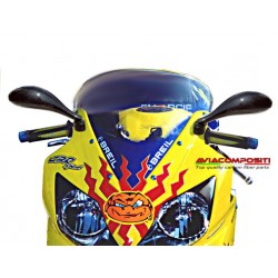 Carbon fiber mirrors - universal for fairing - integrated ball joint - holes distance 28 - 42 mm - adjustable - base angle - 90°