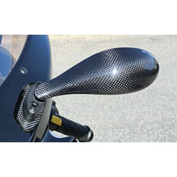 Carbon fiber mirrors - universal for fairing - integrated ball joint - holes distance 28 - 42 mm - adjustable - base angle - 45°